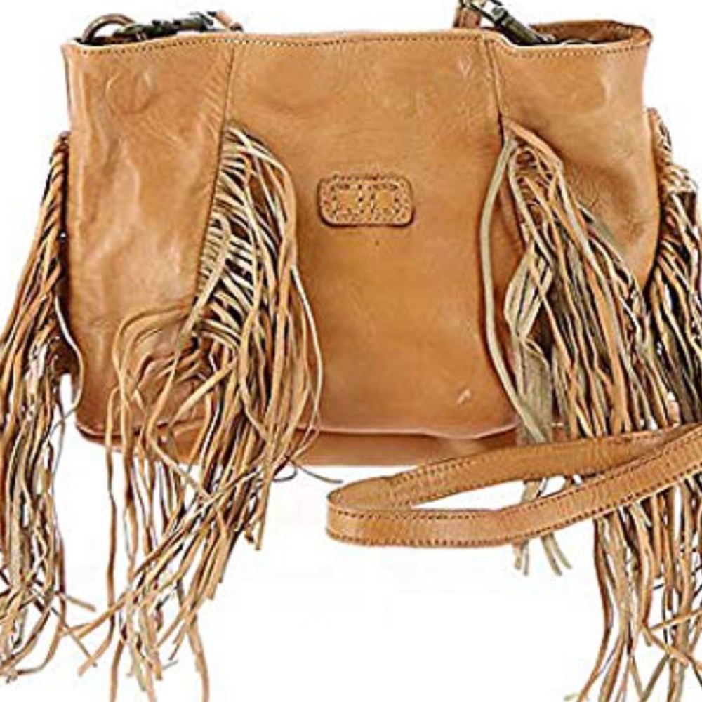 Bed Stu Tan Leather Fringe Shoulder Bag